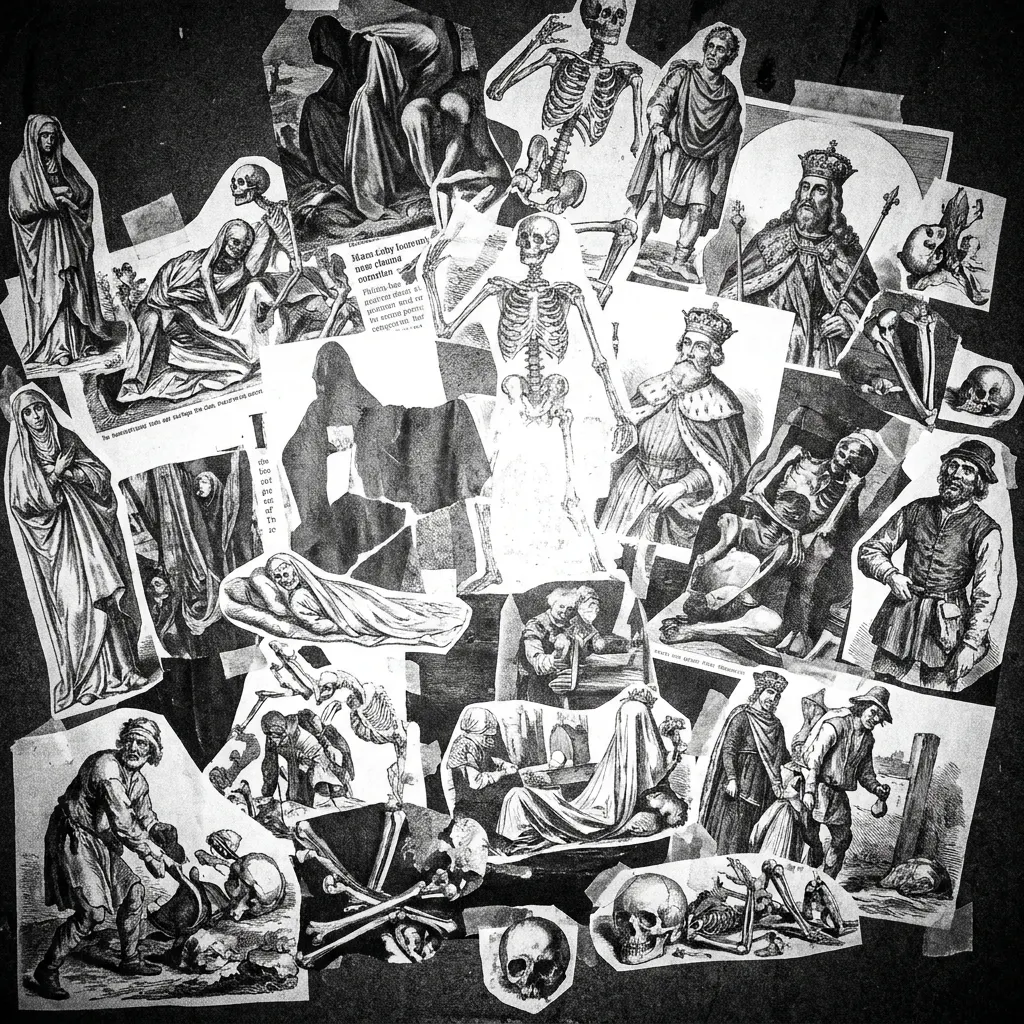 Danse macabre — skeletons leading the procession